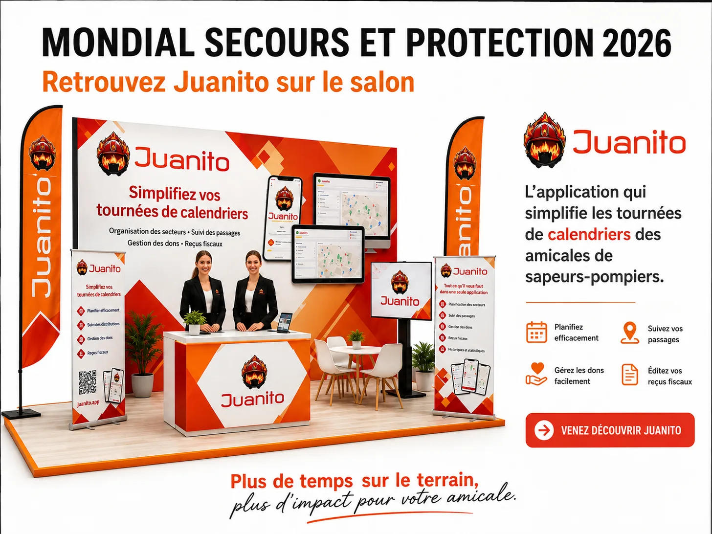 Visuel du stand Juanito au congrès national des sapeurs-pompiers 2026